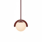Suspension linéaire à globes — 1 head: L 10.6″ x H 9.4″ / Rouge & Verre Blanc