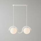 Suspension linéaire à globes — 2 heads: L 26.8″ x H 9.4″ / Blanc & Verre Blanc