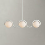 Suspension linéaire à globes — 3 heads: L 43″ x H 9.4″ / Blanc & Verre Blanc