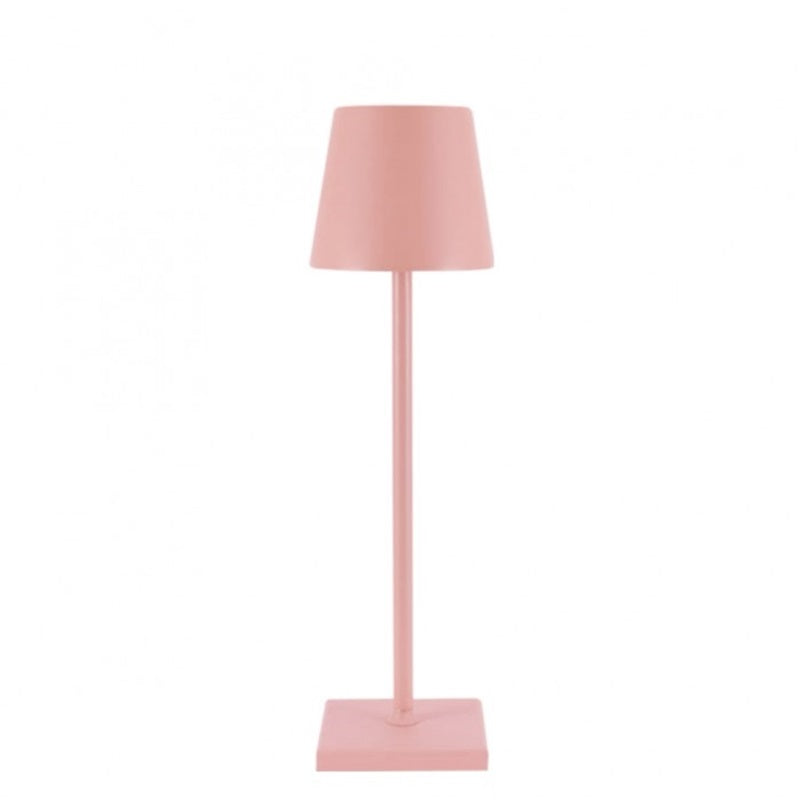Lampe rechargeable — Abat-jour évasé — D 3.9″ x H 15″ / D 10cm x H 38cm / Rose / Tactile