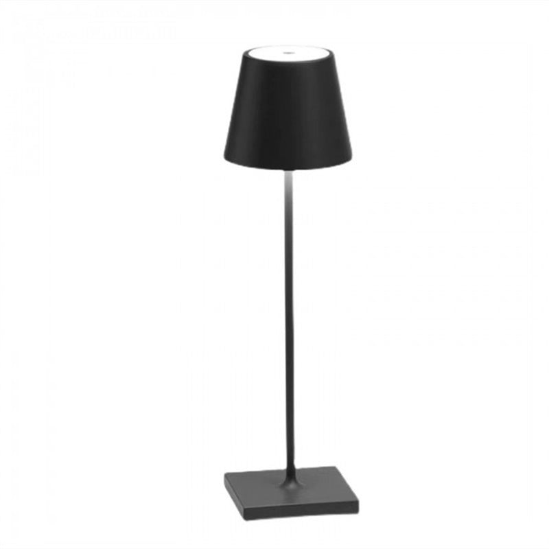 Lampe rechargeable — Abat-jour évasé — D 3.9″ x H 15″ / D 10cm x H 38cm / Noir / Tactile