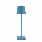 Lampe rechargeable — Abat-jour évasé — D 3.9″ x H 15″ / D 10cm x H 38cm / Bleu / Tactile