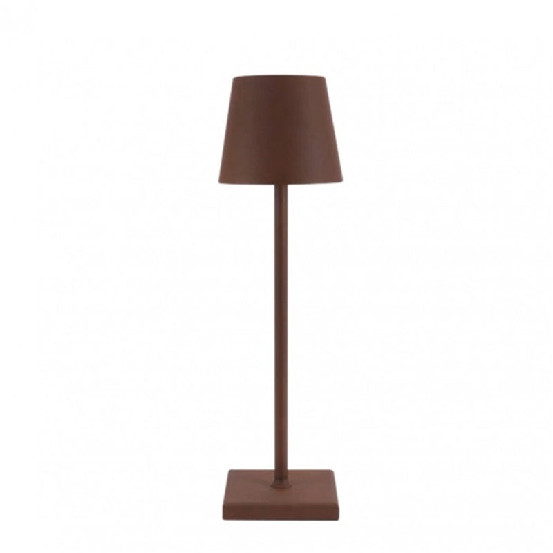 Lampe rechargeable — Abat-jour évasé — D 3.9″ x H 15″ / D 10cm x H 38cm / Marron / Tactile