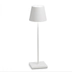 Lampe rechargeable — Abat-jour évasé — D 3.9″ x H 15″ / D 10cm x H 38cm / Blanc / Tactile