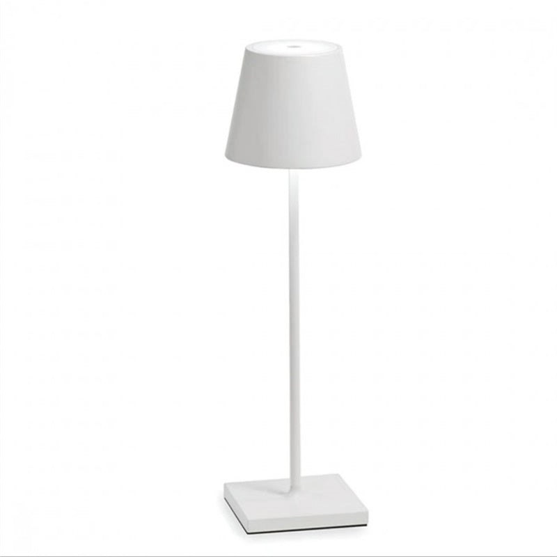 Lampe rechargeable — Abat-jour évasé — D 3.9″ x H 15″ / D 10cm x H 38cm / Blanc / Tactile