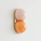 Applique double globe colorée — D 5.9″ x L 3.9″ x H 11″ / D 15cm x L 10cm x H 28cm / Cuivre & Orange & Rose