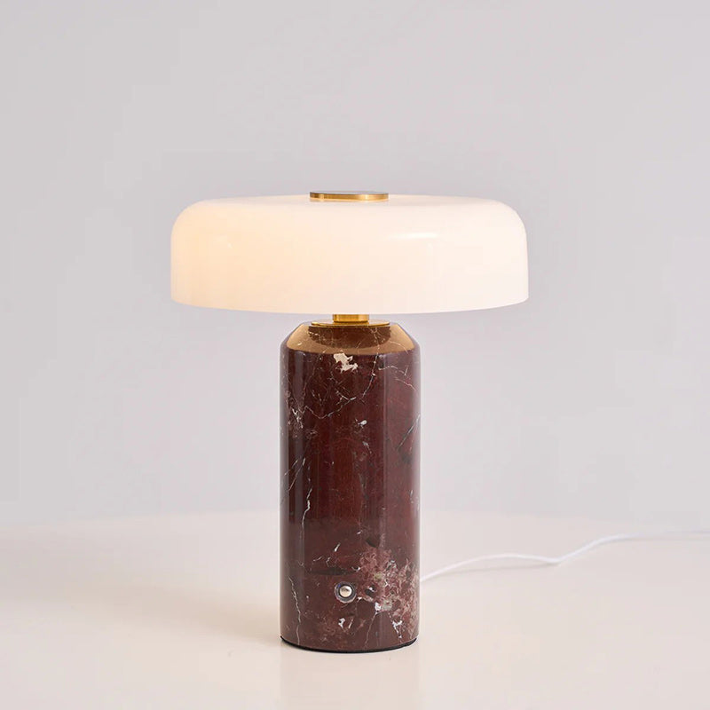Lampe de table nomade en marbre — D 7.1″ x H 8.3″ / D 18 cm x H 21 cm / Rouge Violet / Tactile (Lumière changeante trois couleurs)