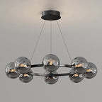 Lustre à globes de verre — 8 heads: D 25.6″ x H 4.7″ / D 65cm x H 12cm / Noir & Gris Fumé