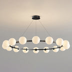 Lustre à globes de verre — 16 heads: D 45.3″ x H 4.7″ / D 115cm x H 12cm / Noir & Blanc