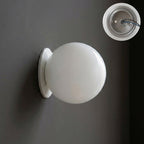 Applique globe — argent, verre blanc brillant (opaque)