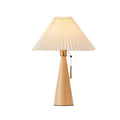 Lampe de table — Bois et tissu plissé — Marron Clair / Lumière Chaude