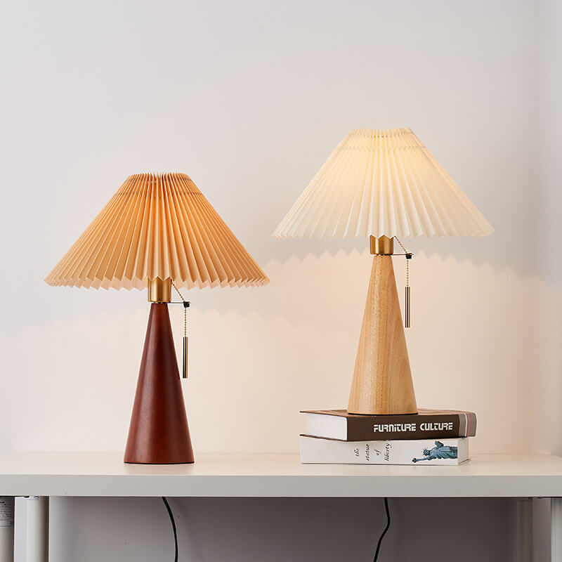 Lampe de table — Bois et tissu plissé — vue 3