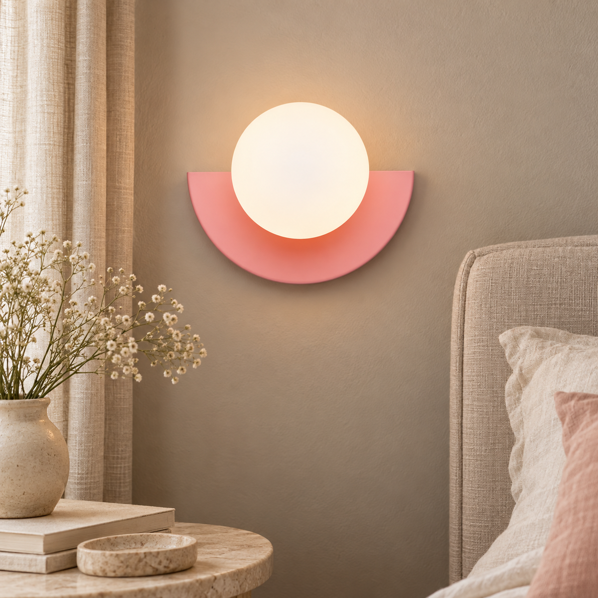 Cléovina | Applique Murale Moderne – Style Coloré et Ambiance Raffinée — rose — mise en scène générée 5