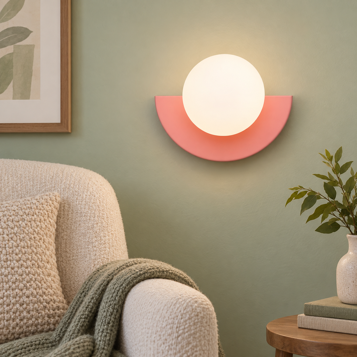 Cléovina | Applique Murale Moderne – Style Coloré et Ambiance Raffinée — rose — mise en scène générée 2