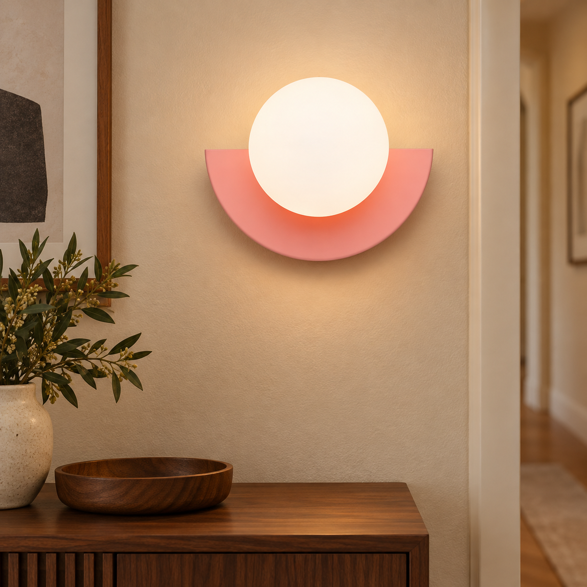 Cléovina | Applique Murale Moderne – Style Coloré et Ambiance Raffinée — rose — mise en scène générée 3