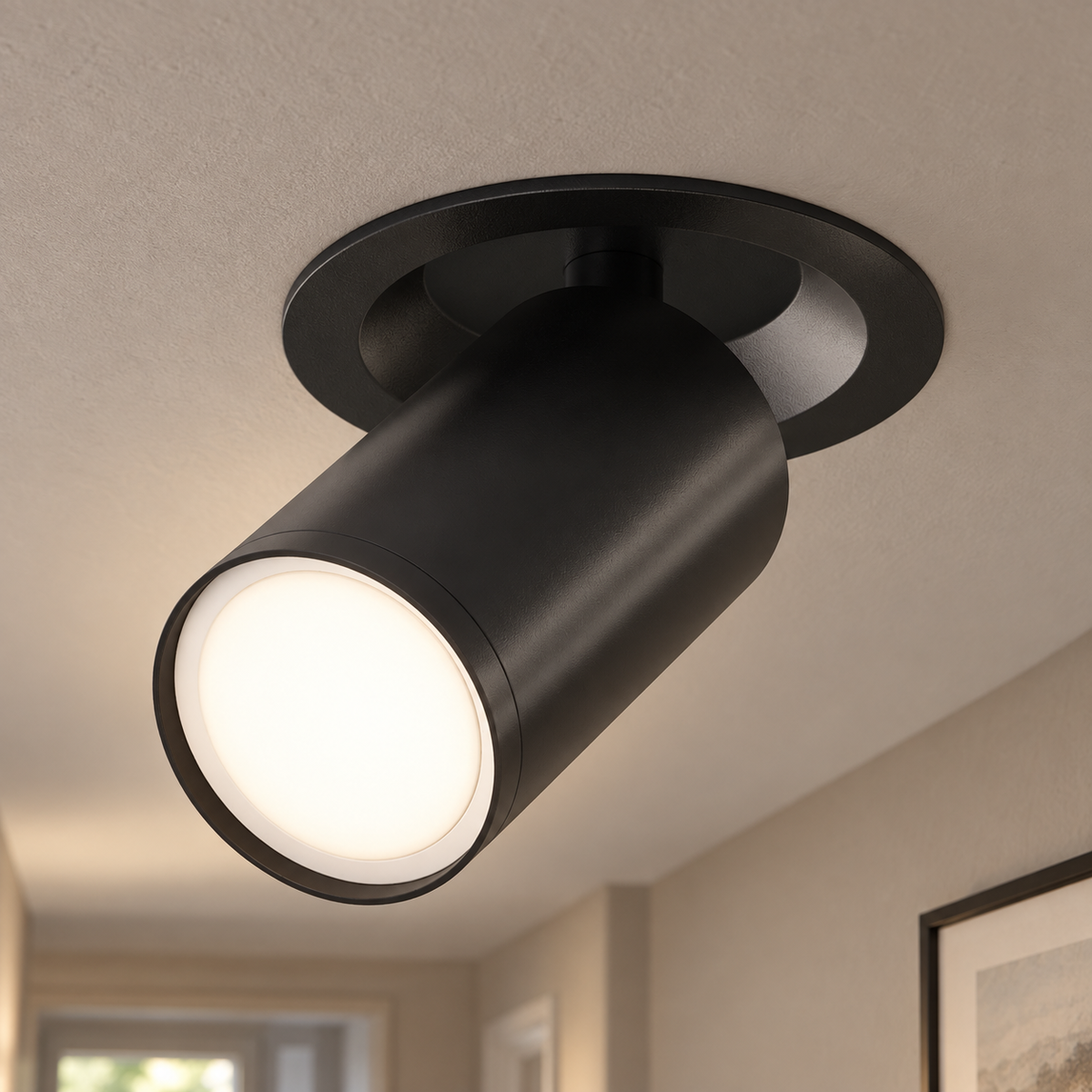 Sélène | Spot orientable semi-encastré — noir — mise en scène générée 3
