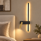 Lampe de Chevet Murale LED Moderne — mise en scène générée 3 — modèle droit, blanc chaud