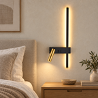 Lampe de Chevet Murale LED Moderne — mise en scène générée 1 — modèle droit, blanc chaud