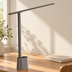 Axis | Lampe de bureau LED pliable — mise en scène générée 1 — gris