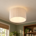 Plafonnier Lindby Libbie, Ø 45 cm, lin, couleur crème — crème — mise en scène générée 3