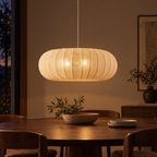 Suspension Lindby Helin, beige, Ø 70 cm, textile, 3 x E27 — beige — mise en scène générée 3