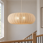 Suspension Lindby Helin, beige, Ø 70 cm, textile, 3 x E27 — beige — mise en scène générée 4