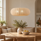 Suspension Lindby Helin, beige, Ø 70 cm, textile, 3 x E27 — beige — mise en scène générée 5