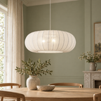 Suspension Lindby Helin, blanche, Ø 70 cm, textile, 3 x E27 — mise en scène générée 1