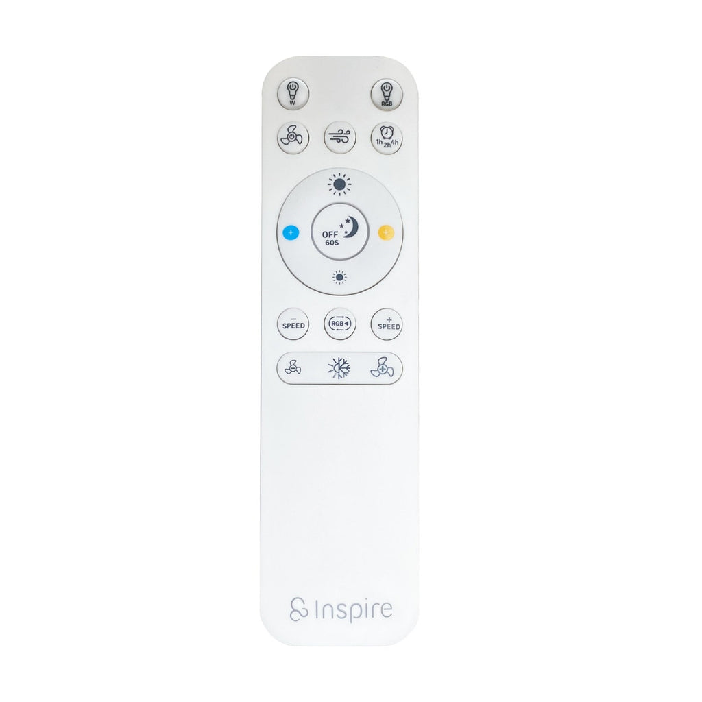 Alizé — Télécommande du ventilateur ; le marquage INSPIRE appartient au produit photographié.