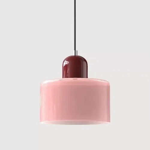 Suspension cylindrique — Rose / Bordeaux.