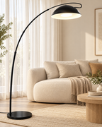 Lampe à arc dôme noir et blanc — salon ivoire — visuel amélioré à partir des photos du fournisseur