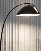 Lampe à arc dôme noir et blanc — détail du dôme de profil — visuel amélioré à partir des photos du fournisseur