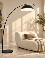 Lampe à arc dôme noir et blanc — ambiance chaise longue — visuel amélioré à partir des photos du fournisseur