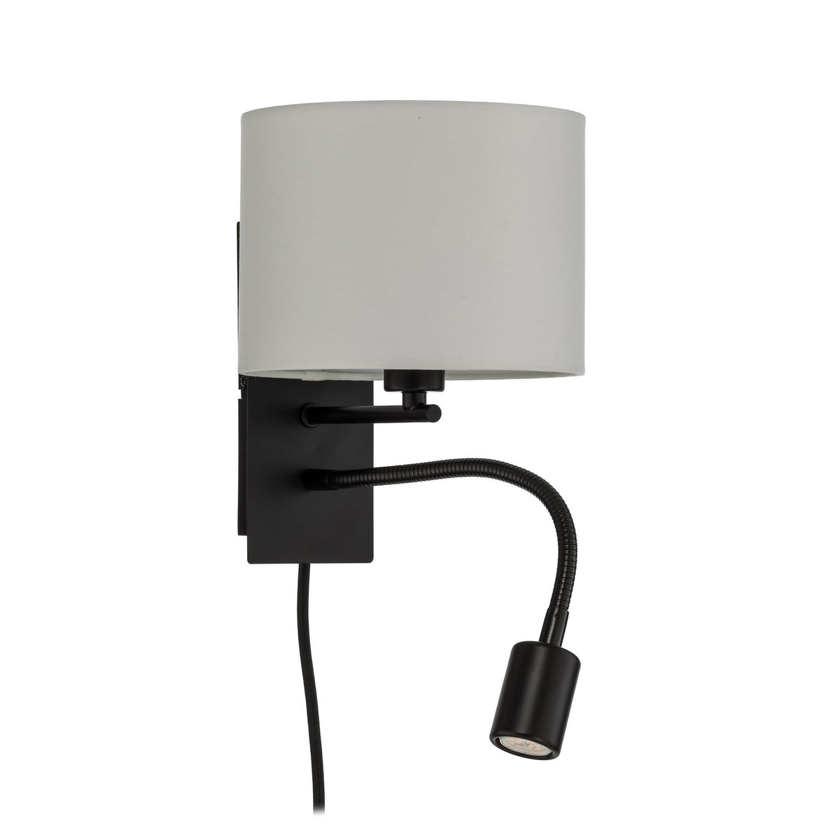 Lindby applique murale Florens, noir, lampe de lecture LED, 23,5 cm — vue générale de face — photo fabricant