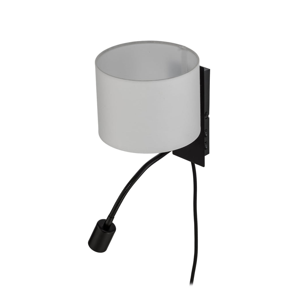 Lindby applique murale Florens, noir, lampe de lecture LED, 23,5 cm — vue de trois quarts en plongée — photo fabricant