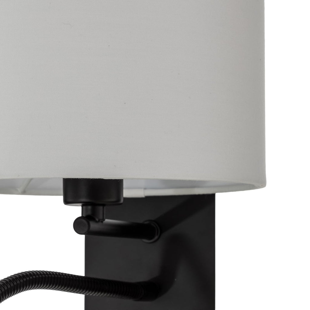 Lindby applique murale Florens, noir, lampe de lecture LED, 23,5 cm — détail de l’abat-jour — photo fabricant