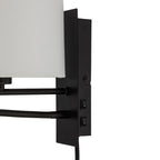 Lindby applique murale Florens, noir, lampe de lecture LED, 23,5 cm — commandes latérales — photo fabricant