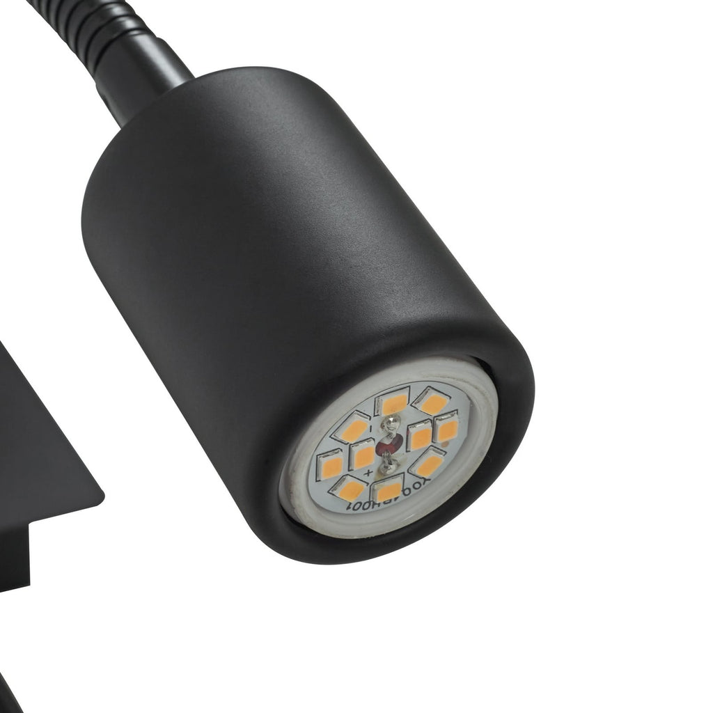 Lindby applique murale Florens, noir, lampe de lecture LED, 23,5 cm — tête de lecture LED — photo fabricant