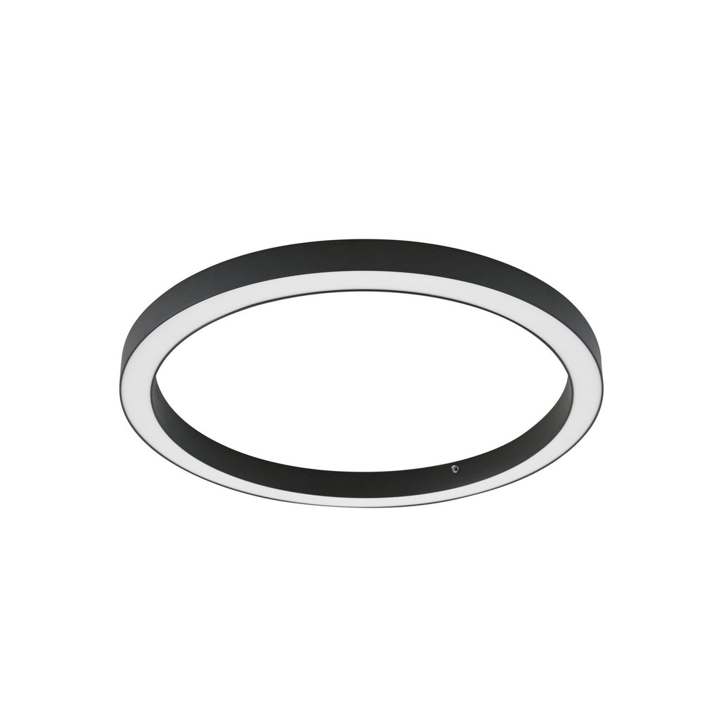 Plafonnier LED Lucande Neor, noir, Ø 60 cm, CCT, à intensité variable — vue générale éteinte — photo fabricant