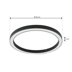Plafonnier LED Lucande Neor, noir, Ø 60 cm, CCT, à intensité variable — dimensions du modèle — photo fabricant
