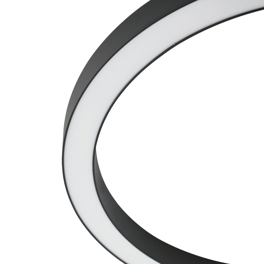 Plafonnier LED Lucande Neor, noir, Ø 60 cm, CCT, à intensité variable — détail du diffuseur — photo fabricant