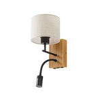 Applique murale Lucande Lieske, beige, tissu, E27, lampe de lecture LED — vue de trois quarts — photo fabricant