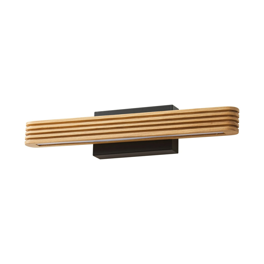 Applique murale LED Lucande Lieske, 40 cm, bois, noir — vue générale éteinte — photo fabricant