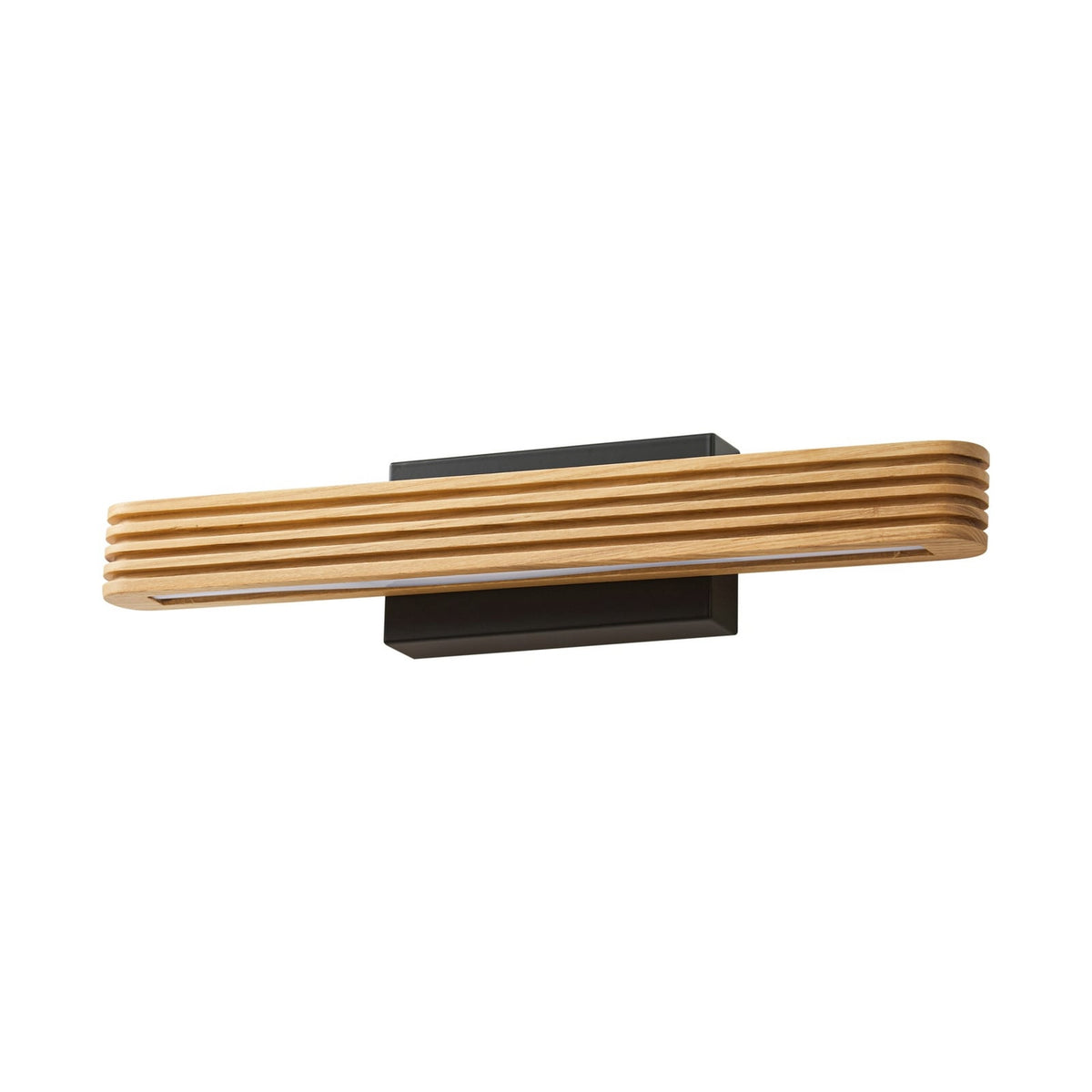 Applique murale LED Lucande Lieske, 40 cm, bois, noir — vue générale éteinte — photo fabricant