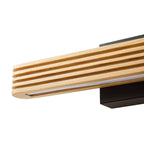 Applique murale LED Lucande Lieske, 40 cm, bois, noir — détail du bois — photo fabricant