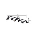 Spot pour plafond Lindby Bravius, noir, à 6 lampes, fer — dimensions du modèle — photo fabricant