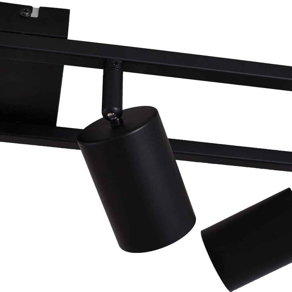 Spot pour plafond Lindby Bravius, noir, à 6 lampes, fer — détail de la structure — photo fabricant