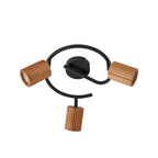 Spot pour plafond Lindby Stralino, à 3 lampes, Ø31cm, bois, GU10 — vue d’ensemble — photo fabricant