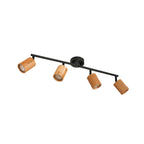 Spot pour plafond Lindby Stralino, à 4 lampes, longueur 60 cm, bois — vue d’ensemble — photo fabricant