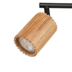 Spot pour plafond Lindby Stralino, à 4 lampes, longueur 60 cm, bois — spot de trois quarts — photo fabricant